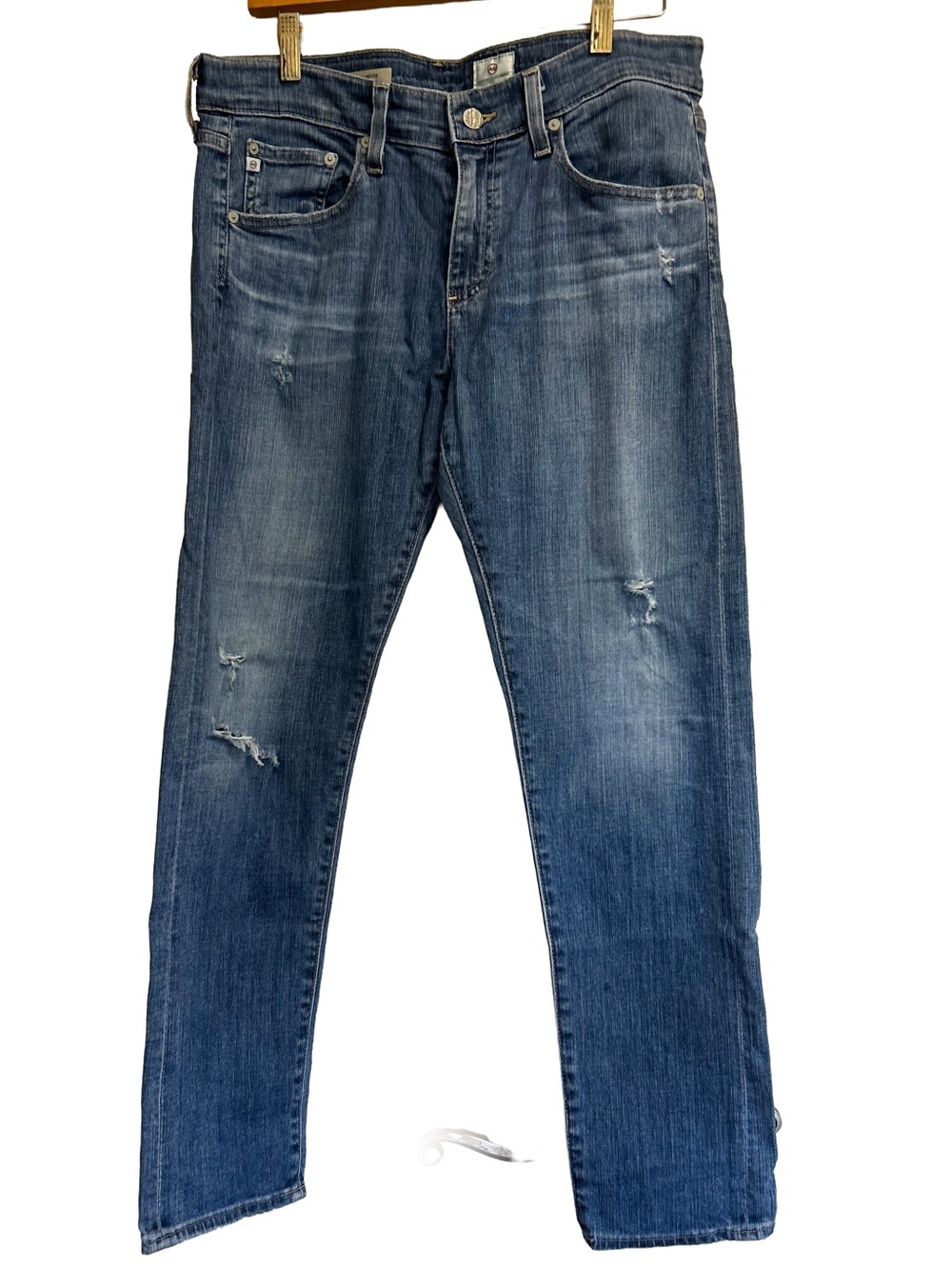 AG Adriano Goldschmied Nolan Distressed Cropped Jeans 17 Year Glass Mtn 29